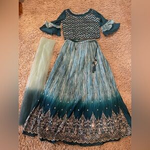 Teal and Blue Lehenga